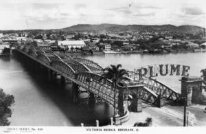 View towards Victoria Bridge and South Brisbane ca. 1940.